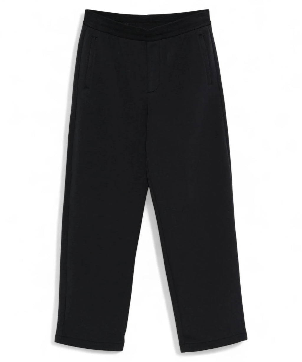 Pantaloni straight leg neri con vita elasticata e tasche laterali-Emporio Armani-Pantaloni-Vittorio Citro Boutique