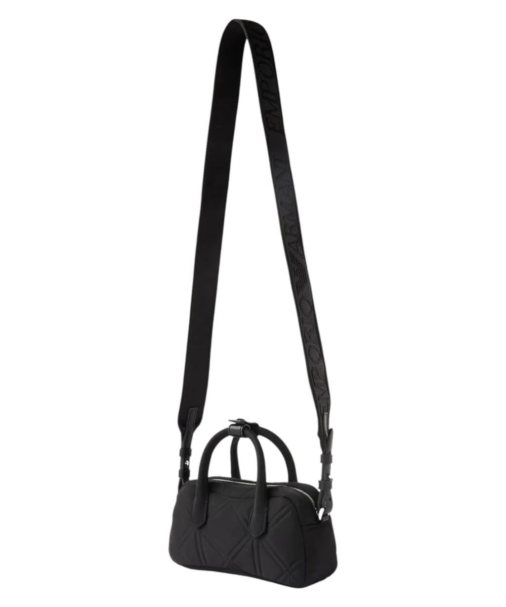 Emporio Armani Mini Borsa Bauletto Donna in Nylon Trapuntato con Tracolla in Pelle