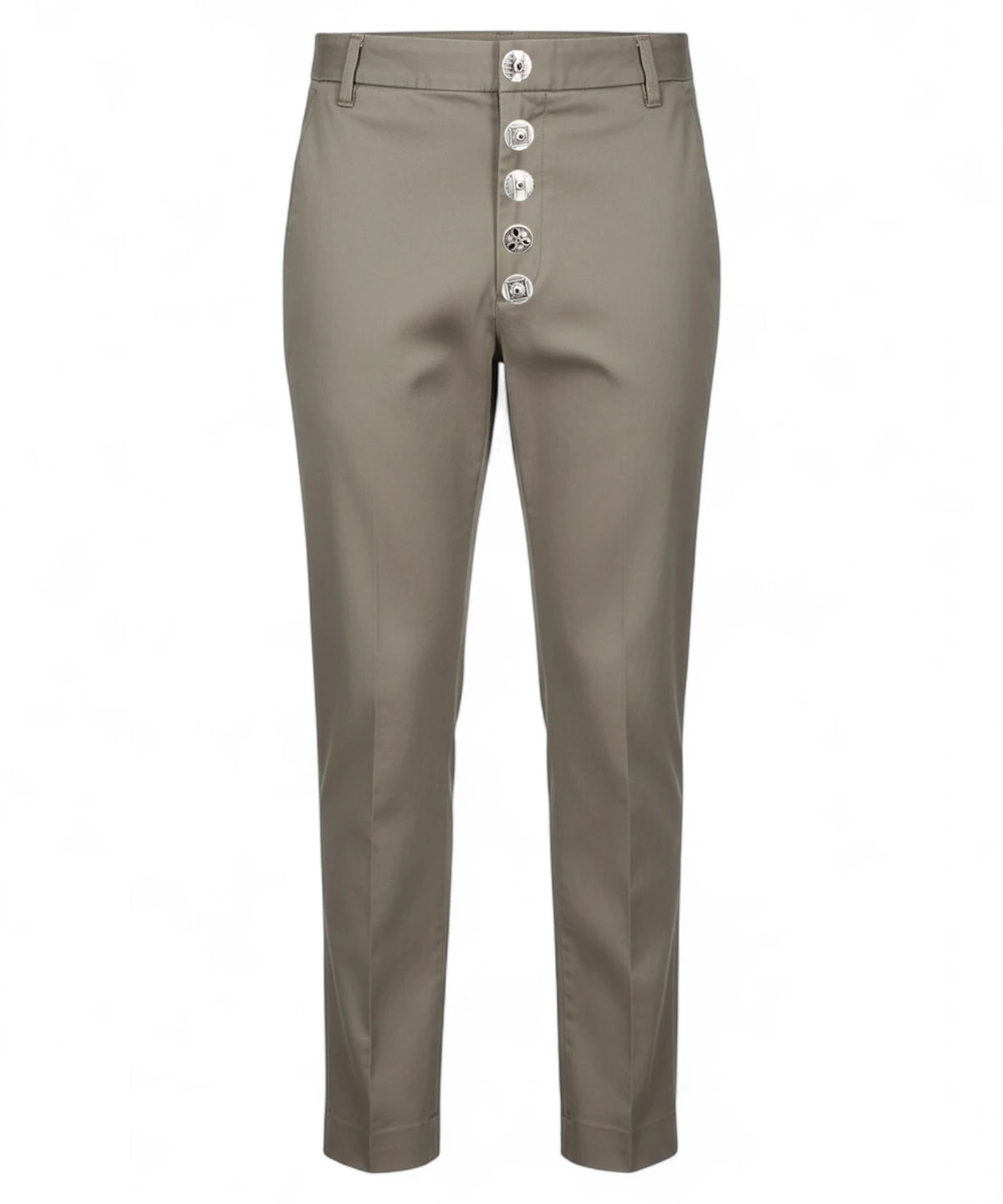 Pantaloni Nima loose in gabardina di cotone con bottoniera gioiello-Dondup-Pantaloni-Vittorio Citro Boutique