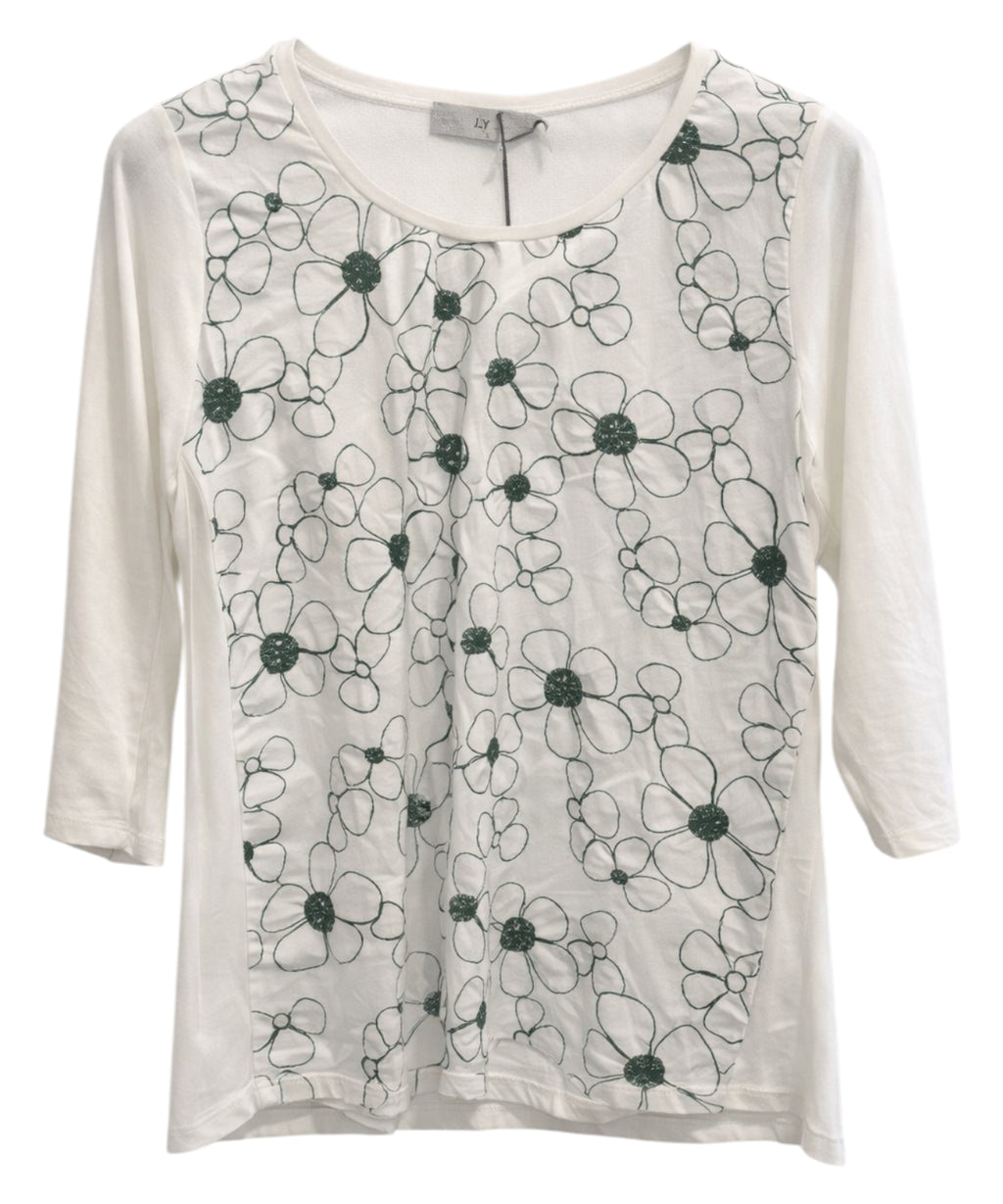 WHYCI Maglia bianca con ricamo floreale