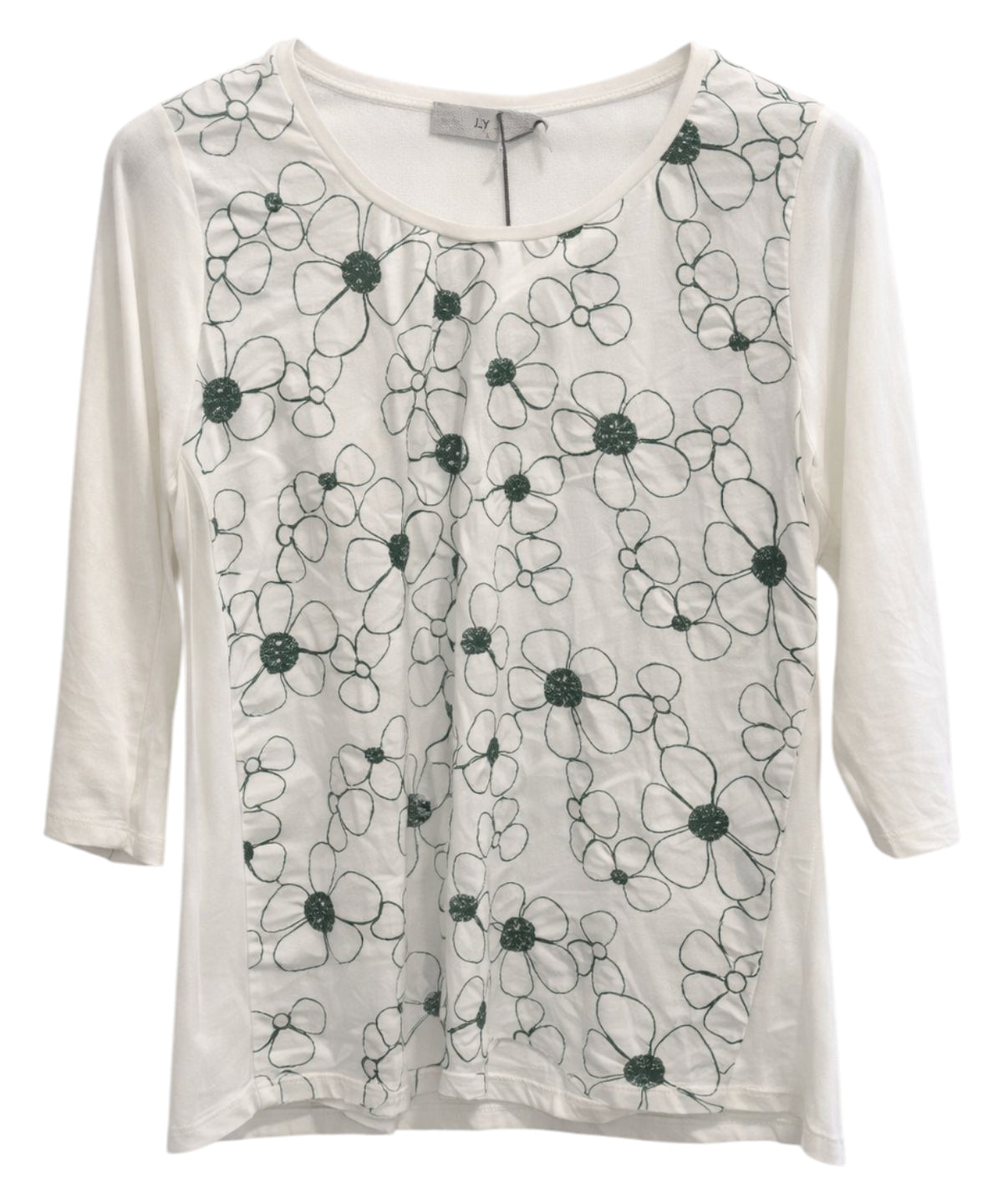 WHYCI Maglia bianca con ricamo floreale
