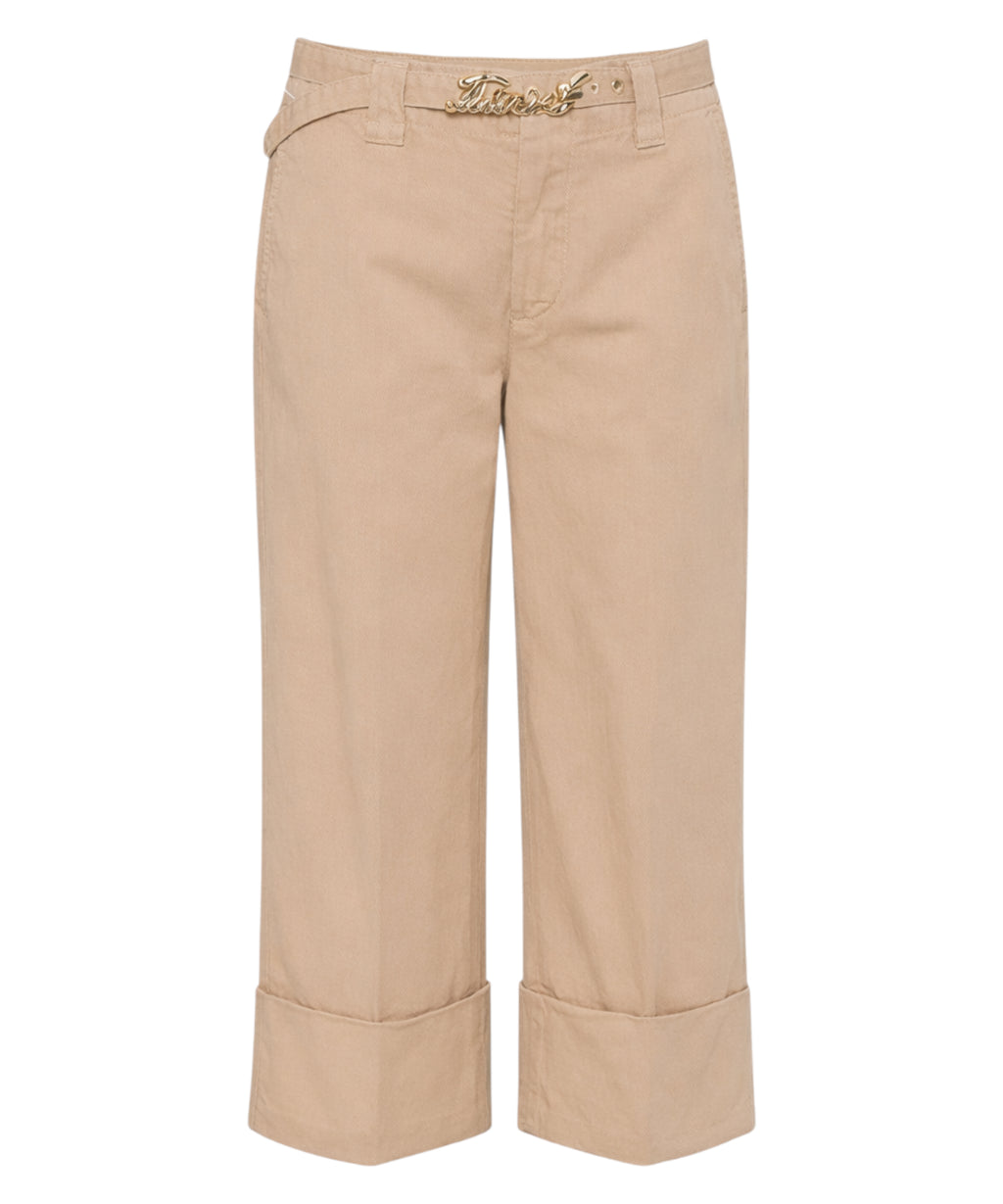 Pantaloni Twinset Ramie con Cintura Logo