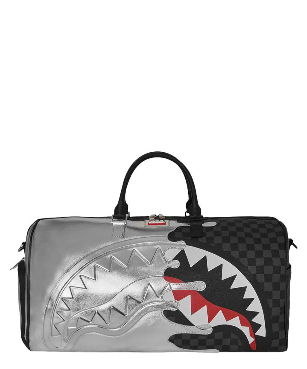 Borsone Sprayground Silver Side Drip Black Check Large
