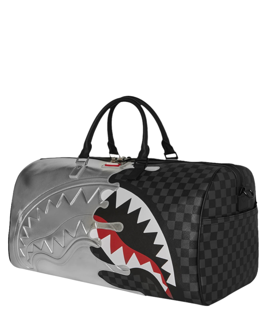 Borsone Sprayground Silver Side Drip Black Check Large
