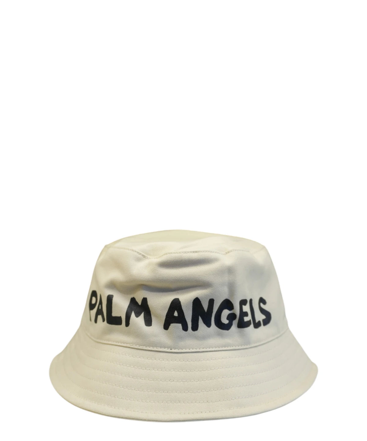 Bucket Hat Palm Angels Bianco con Logo Nero