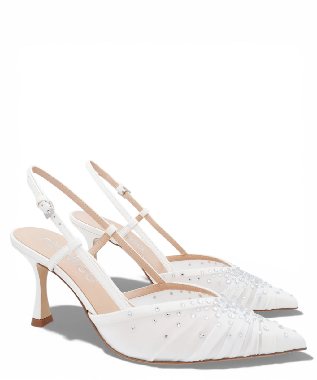 NINALILOU Décolleté Slingback Amy 757C con Strass per Cerimonia