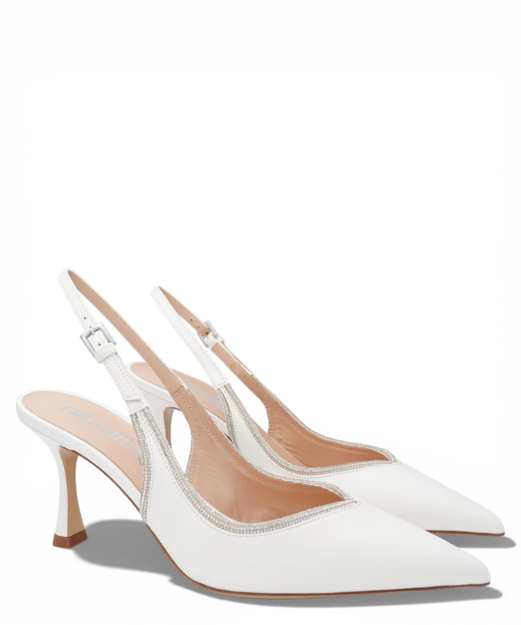 NINALILOU Slingback avorio con strass - Scarpe Cerimonia Eleganti