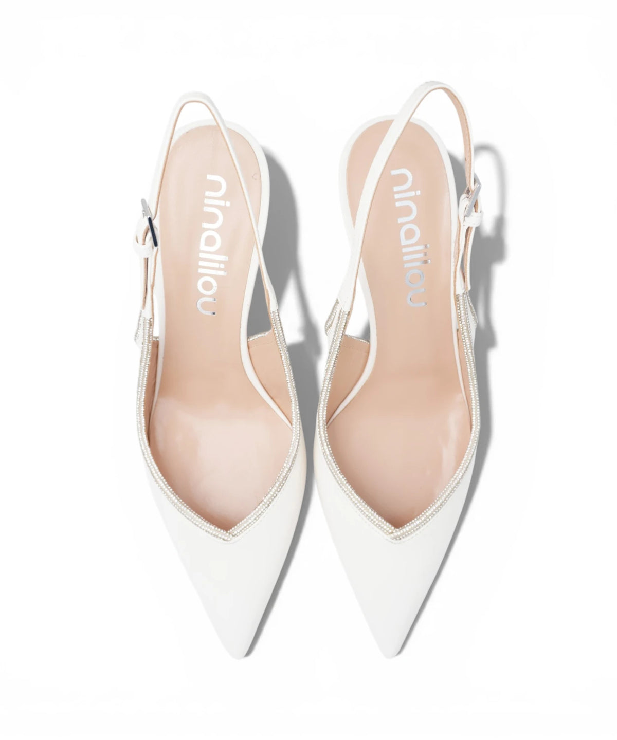 NINALILOU Slingback avorio con strass - Scarpe Cerimonia Eleganti