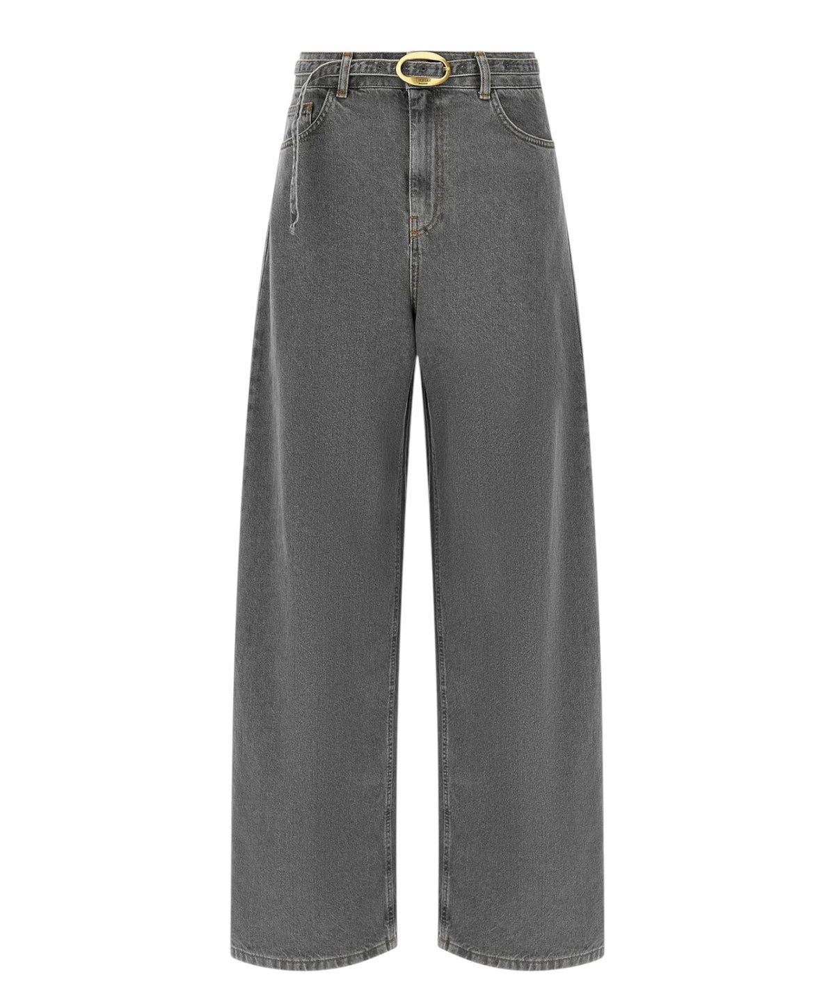Jeans Grigio Twinset a Vita Alta con Gamba Larga e Cintura