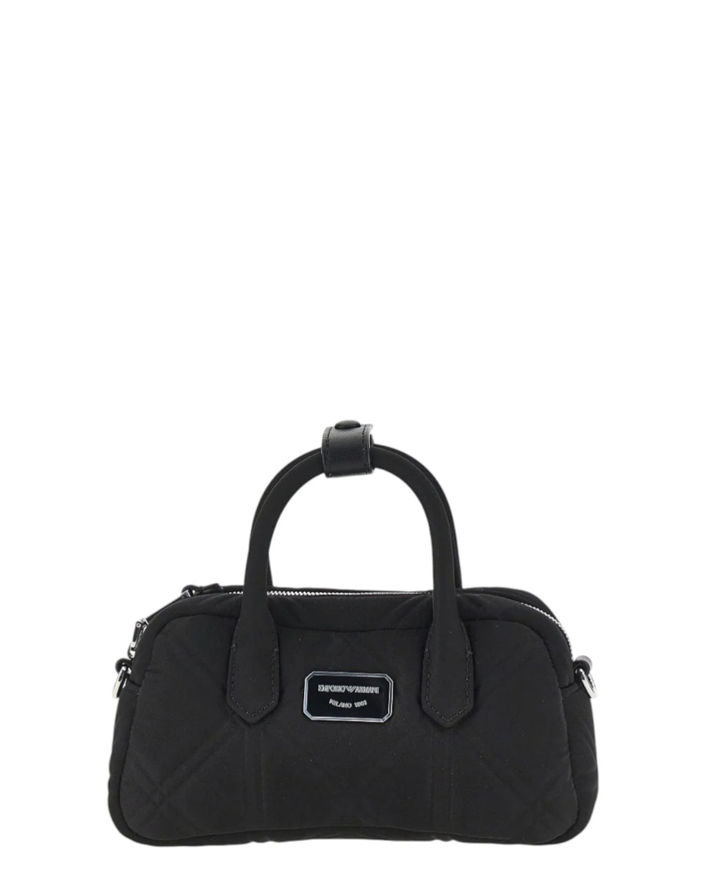 Emporio Armani Mini Borsa Bauletto Donna in Nylon Trapuntato con Tracolla in Pelle