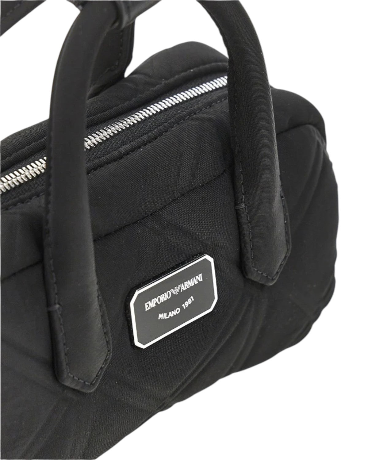Emporio Armani Mini Borsa Bauletto Donna in Nylon Trapuntato con Tracolla in Pelle